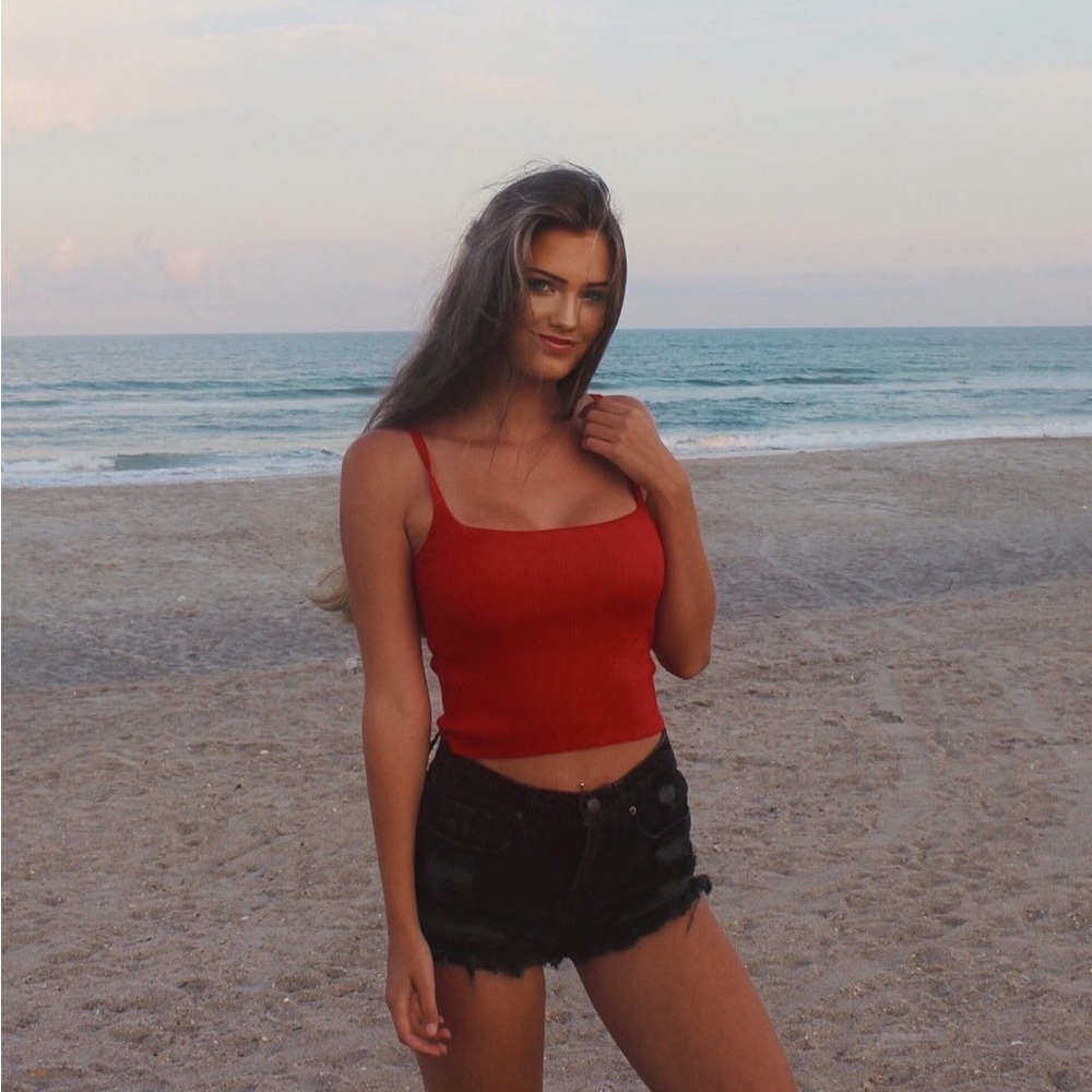Brandy Melville Red Ribbed Tank